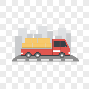 红色货车运输插画图片