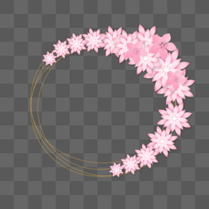 剪纸粉红花卉婚礼边框图片