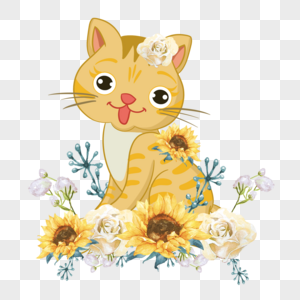 花卉卡通动物黄色图片