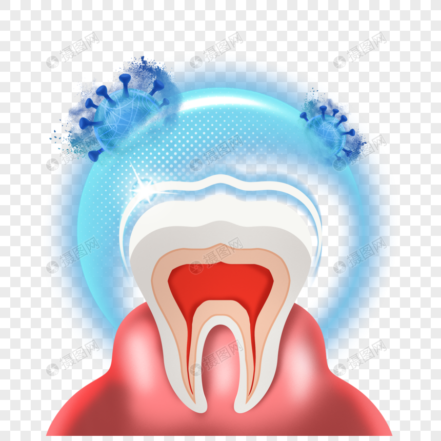 蓝色质感防护光效牙齿健康图片