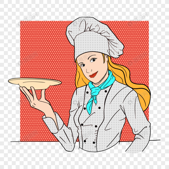 女厨师波普复古风格图片
