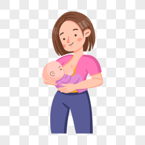 短发母亲母乳喂养婴儿概念插画高清图片