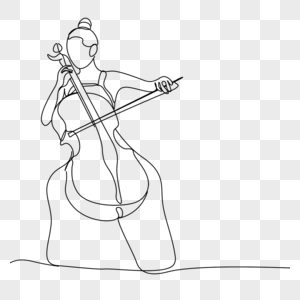 抽象线条画女生大提琴演奏图片