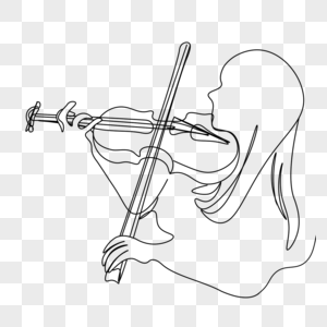 抽象线条画女生拉小提琴图片
