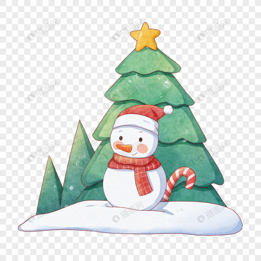 圣诞节雪人圣诞树拐杖糖图片