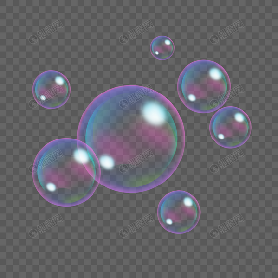 彩色圆形透明肥皂泡图片