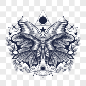 蝴蝶艺术几何纹身图案图片