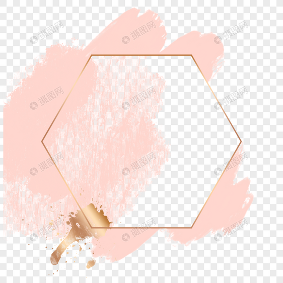 几何图形边框水彩晕染粉色图片