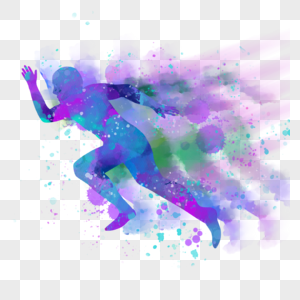 水彩插图人物奔跑运动动作男人图片
