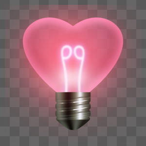 粉色爱心形状光效创意灯泡图片