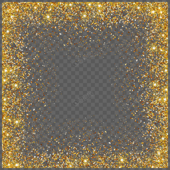 方形金色光点金粉光效边框图片