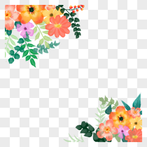 多彩水彩花卉边框图片