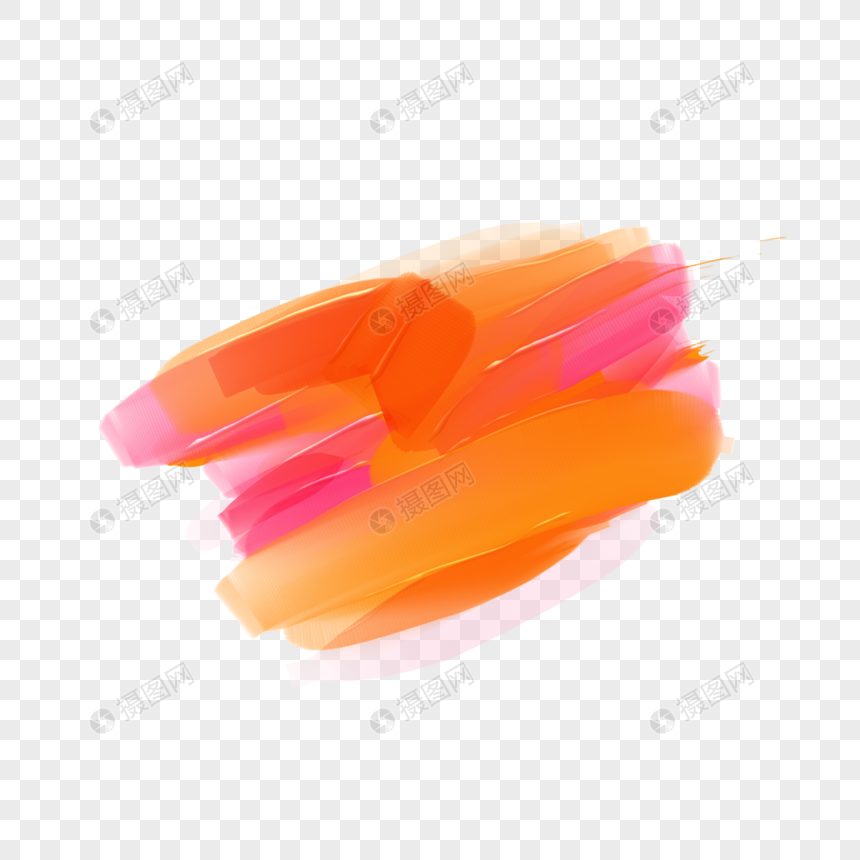 橙色和粉色混色质感撞色水彩笔刷图片