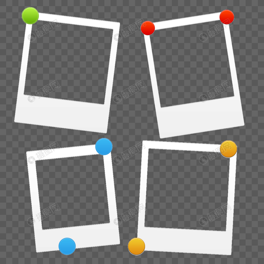 四个白色宝丽来相框元素素材下载-正版素材402051399-摄图网