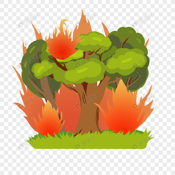 卡通彩色森林火灾图片