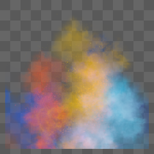 黄色橙色和蓝色抽象水彩爆炸烟雾图片