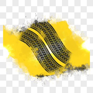 水墨喷溅轮胎痕迹水彩黄色图片