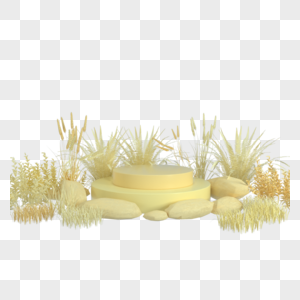 质感3d渲染样机黄色的概念渲染展台图片