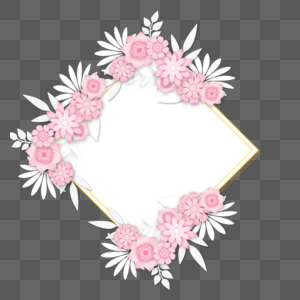 剪纸花卉婚礼边框图片