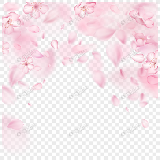 浪漫飘落的粉色光效樱花边框图片