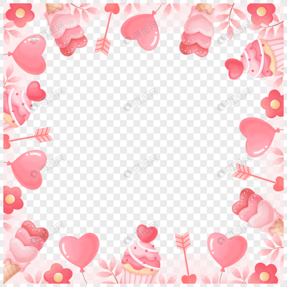 美丽浪漫粉红人节边框图片
