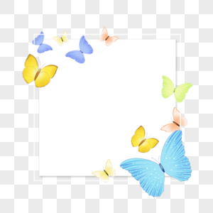 彩色蝴蝶正方形边框图片