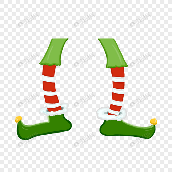 圣诞节精灵腿卡通彩色靴子图片