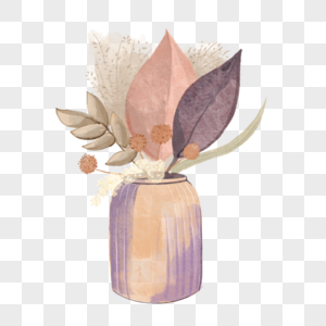 干花束波西米亚风格水彩彩色花卉图片