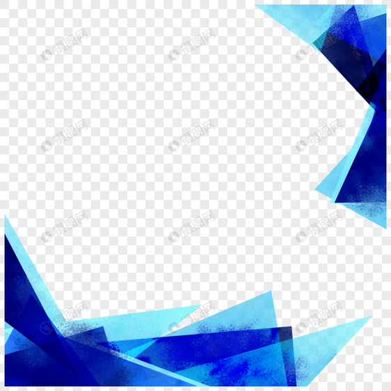 几何蓝色抽象水彩质感商务边框图片