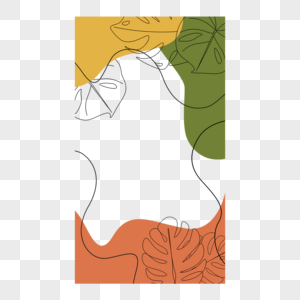 抽象线条画树叶边框橙色图片
