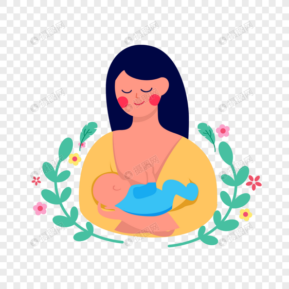 母亲母乳喂养新生儿图片