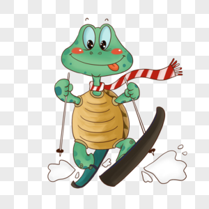 滑雪运动卡通可爱乌龟高清图片