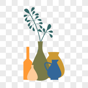 彩色波西米亚极简主义花瓶插图高清图片