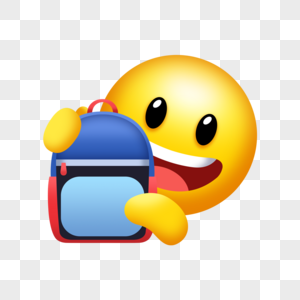 卡通彩色书包学校emoji表情图片