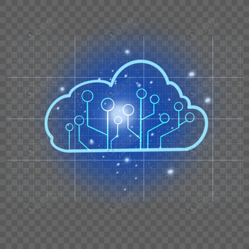 蓝色数字图案技术云电路板图标图片