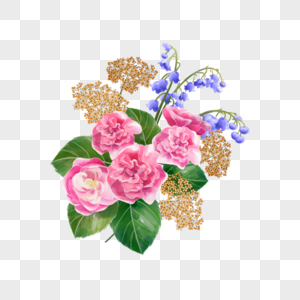 水彩花卉海棠花与玲兰图片