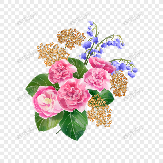 水彩花卉海棠花与玲兰图片