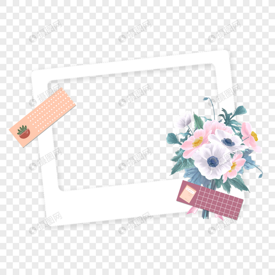 可爱多彩花束手账花卉相框图片