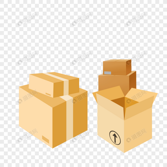 快递送货箱子纸箱叠加运输货物图片