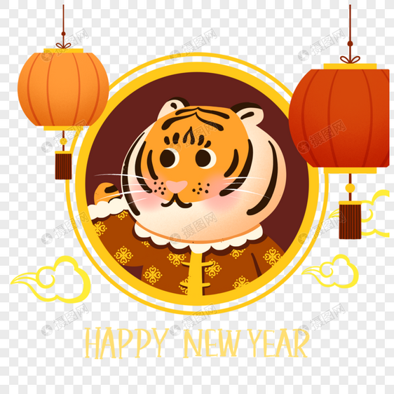 可爱风格2022新年小老虎图片