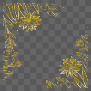 金色线描的金色花卉边框图片