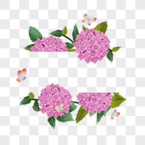 水彩绣球花卉婚礼紫色边框图片
