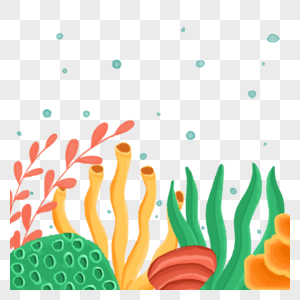水彩海洋珊瑚贝壳水草图片