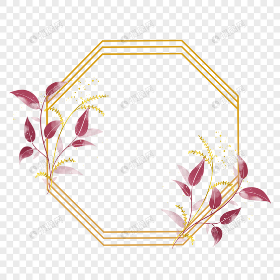 金枝婚礼金色边框叶子装饰图片