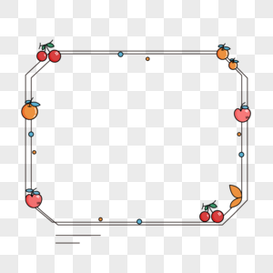 多彩多边形可爱卡通风格橙子苹果樱桃水果简约边框图片