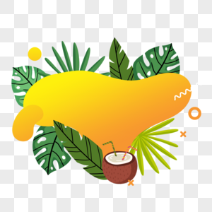 夏季热带树叶抽象流体边框椰子图片