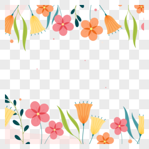 彩色铃铛春季水彩花卉边框图片