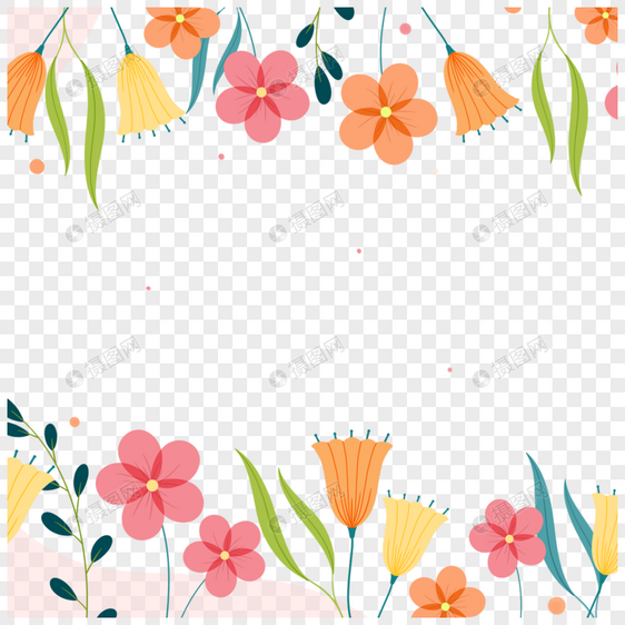 彩色铃铛春季水彩花卉边框图片
