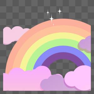 粉色卡通云朵剪纸彩虹图片
