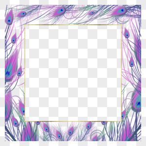 紫色孔雀羽毛金边框图片